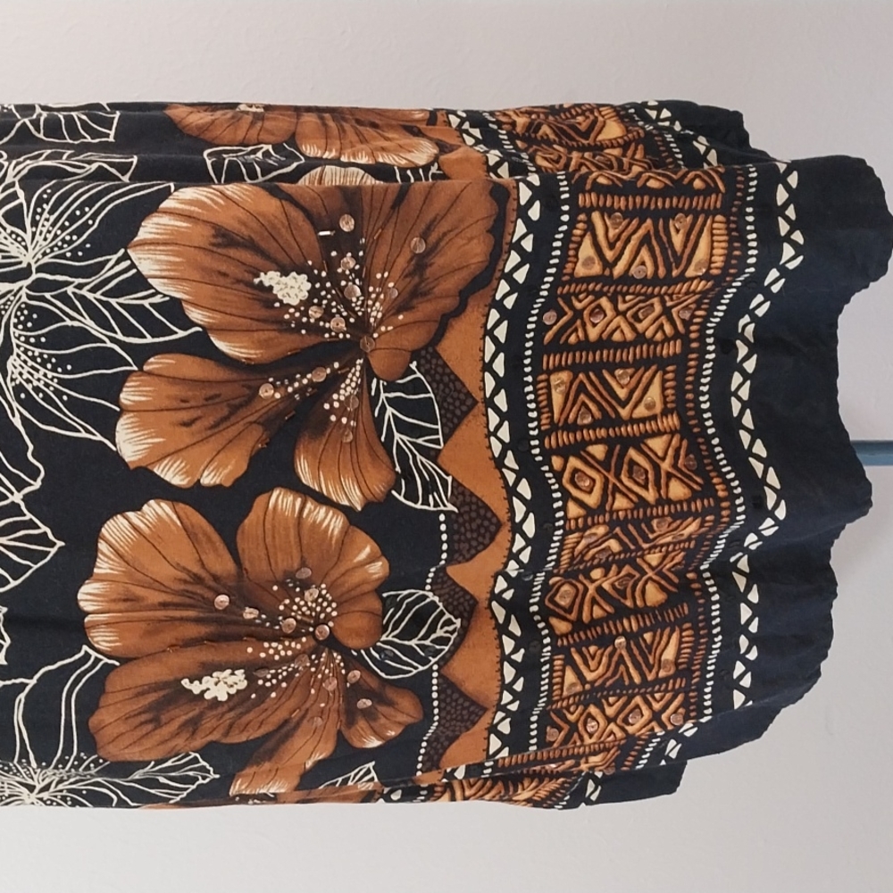 R&K Original Petites 10P Flowers Palms Tank Dress R & K - Picture 3 of 8